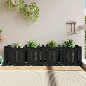 Fioriera Giardino A Recinzione Nera 200x50x50cm Massello Pino /