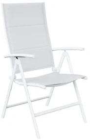 Sedia da giardino in alluminio con braccioli pieghevole Orion II NATERIAL, seduta in textilene bianco
