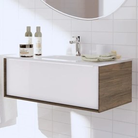 Mobile sottolavabo e lavabo Neo per vasca centrale rovere noce L 90 x H 32 x P 48 cm