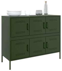 Credenza verde oliva 100,5x39x79cm in acciaio laminato a freddo