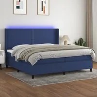 Letto a Molle Materasso e LED Blu 200x200cm in Tessuto 3138267