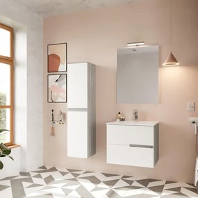 Mobile sottolavabo e lavabo con illuminazione Eva rovere grigio/frontale bianco in mdf L 60 x H 51 x P 46 cm 1 vasca 2 cassetti