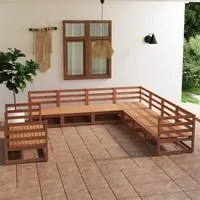 Set Divani da Giardino 9 pz Marrone Miele in Massello di Pino 3075917