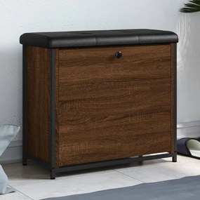 Panca portascarpe cassetto ribaltabile rovere marrone 62x32x56