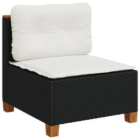 Set divani da giardino 5 pz con cuscini in polyrattan nero