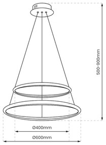 Lampadario LED a sospensione con filo HOOP LED/51W/230V diametro 60 cm 4000K cromo lucido