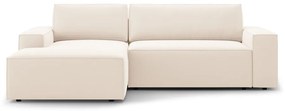 Divano angolare beige allungabile/con contenitore (con penisola a sinistra/con chaise lounge) con rivestimento in velluto Jodie – Micadoni