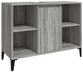 Set mobili da bagno 3 pz grigio sonoma in legno multistrato