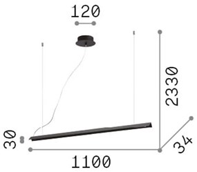 Sospensione Moderna V-Line Metallo Nero Led 20W 3000K Luce Calda