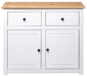 Credenza bianca 93x40x80 cm in legno massello di pino panama