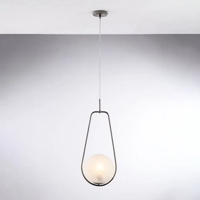 Lampadario Contemporaneo Afrodite Metallo Cromo Nero 1 Luce E27