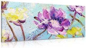 Quadro su tela – Dipinto di fiori gialli e viola
