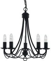 Lampadario Industrial-Nordico Maypole Acciaio Nero 5 Luci E14