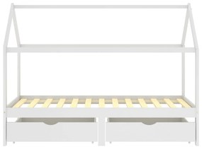 Giroletto bambini con cassetti bianco pino massello 90x200 cm