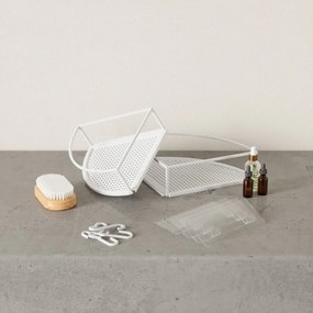 Mensole angolari bianche autoportanti in acciaio per bagno 2 pezzi Cubiko - Umbra