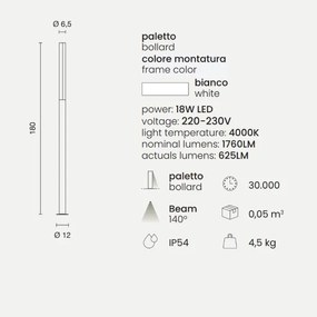 Paletto per esterni a LED in alluminio Bianco TOMMY H180 cm