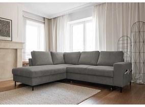 Divano letto in velluto a coste grigio (angolo sinistro) Lofty Lilly - Miuform