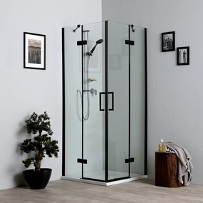 Box Doccia Nero Opaco 70X70 Con Ante Battenti Senza Telaio | Lion