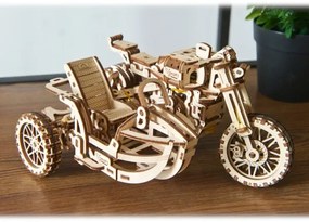 Ugears - 3D puzzle meccanico in legno Moto scrambler con carrello