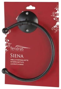 Anello portasalviette da muro in ferro battuto nero linea Siena