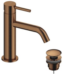 Rubinetto per lavabo a canna bassa Loop oro rosa spazzolato in ottone SANYCCES