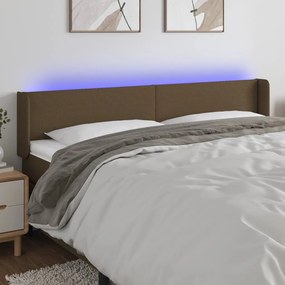 Testiera A Led Marrone Scuro 203x16x78/88 Cm İn Tessuto /