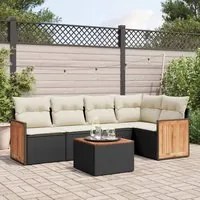 Set Divano da Giardino 6 pz con Cuscini Nero in Polyrattan 3227631