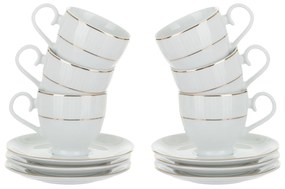 Set 6 tazzine caffè porcellana bianca Strippy Gold