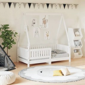 Giroletto Per Bambini Bianco 70x140cm İn Legno Massello Di Pino /