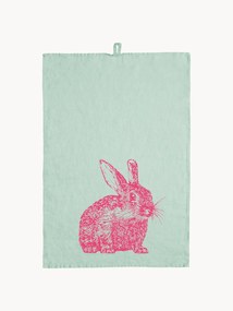 Panno in lino Wild Rabbit, serigrafato a mano