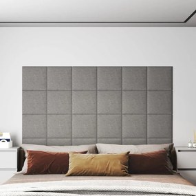 Pannelli Murali 12 Pz Grigio Chiaro 30x30 Cm İn Tessuto 1,08 M² /