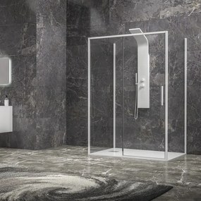 Kamalu - Box doccia 3 lati 90x100x90 scorrevole  telaio bianco | KLA-4000N