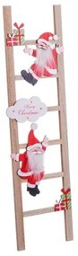 Decorazione Natalizia Multicolore Legno Scala Babbo Natale 17 x 1,8 x 60 cm