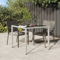 Tavolo Giardino 90x90x75 cm Vetro Temperato e Polyrattan Bianco cod mxl 34279