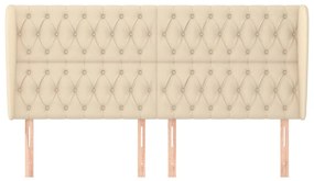 Testiera ad orecchio crema 203x23x118/128 cm in tessuto