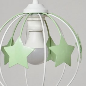 Lampadario a sospensione per bambini STARS 3xE27/15W/230V verde/bianco