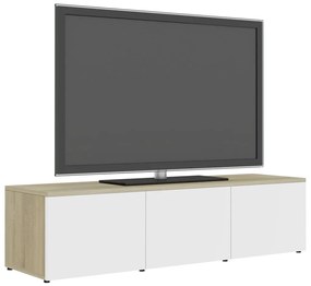 Mobile tv bianco e rovere sonoma 120x34x30 cm legno multistrato