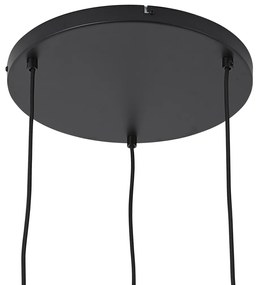 Lampada a sospensione nera con vetro ambrato, fumé e trasparente a 3 luci - Elena