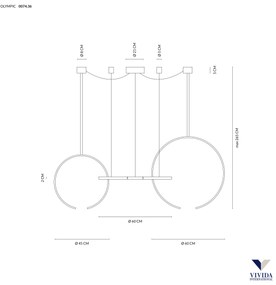 Olympic sospensione 3 luci 80w 3000k - 4000k