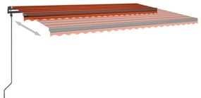 Tenda da Sole Retrattile Manuale LED 5x3 m Arancione Marrone