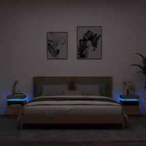 Comodini Con Luci Led 2pz Rovere Sonoma 40x39x48,5 Cm /