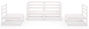 Set divani da giardino 4 pz bianco in legno massello di pino