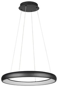 Lampadario nero opaco a LED dimmerabile con paralume in metallo ø 75 cm Cardona - Trio