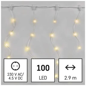 Catena LED natalizia da esterno 100xLED/8 funzioni 7,9x0,7m IP44 bianco caldo