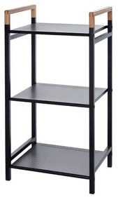 Scaffale Da Bagno Salvaspazio 80 Cm Tre Ripiani Feridras "Haiti" Nero/Bambù
