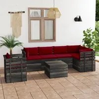 Set Divani da Giardino su Pallet 7 pz con Cuscini Massello Pino 3061968