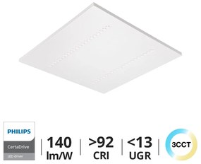 Pannello LED 60x60 28W, 36W, 42W, CCT, CRI92 UGR13, PHILIPS CertaDrive Colore Bianco Variabile CCT, Potenza 36 W