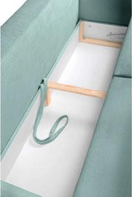 Divano turchese allungabile/con contenitore con rivestimento in velluto a coste 215 cm Bjork – Bonami Selection