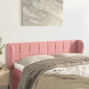Testiera Ad Orecchio Rosa 147x23x78/88 Cm İn Velluto /