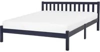 Letto in Legno di pino Blu Navy con Rete a Doghe Testiera Alta 160 x 200 cm